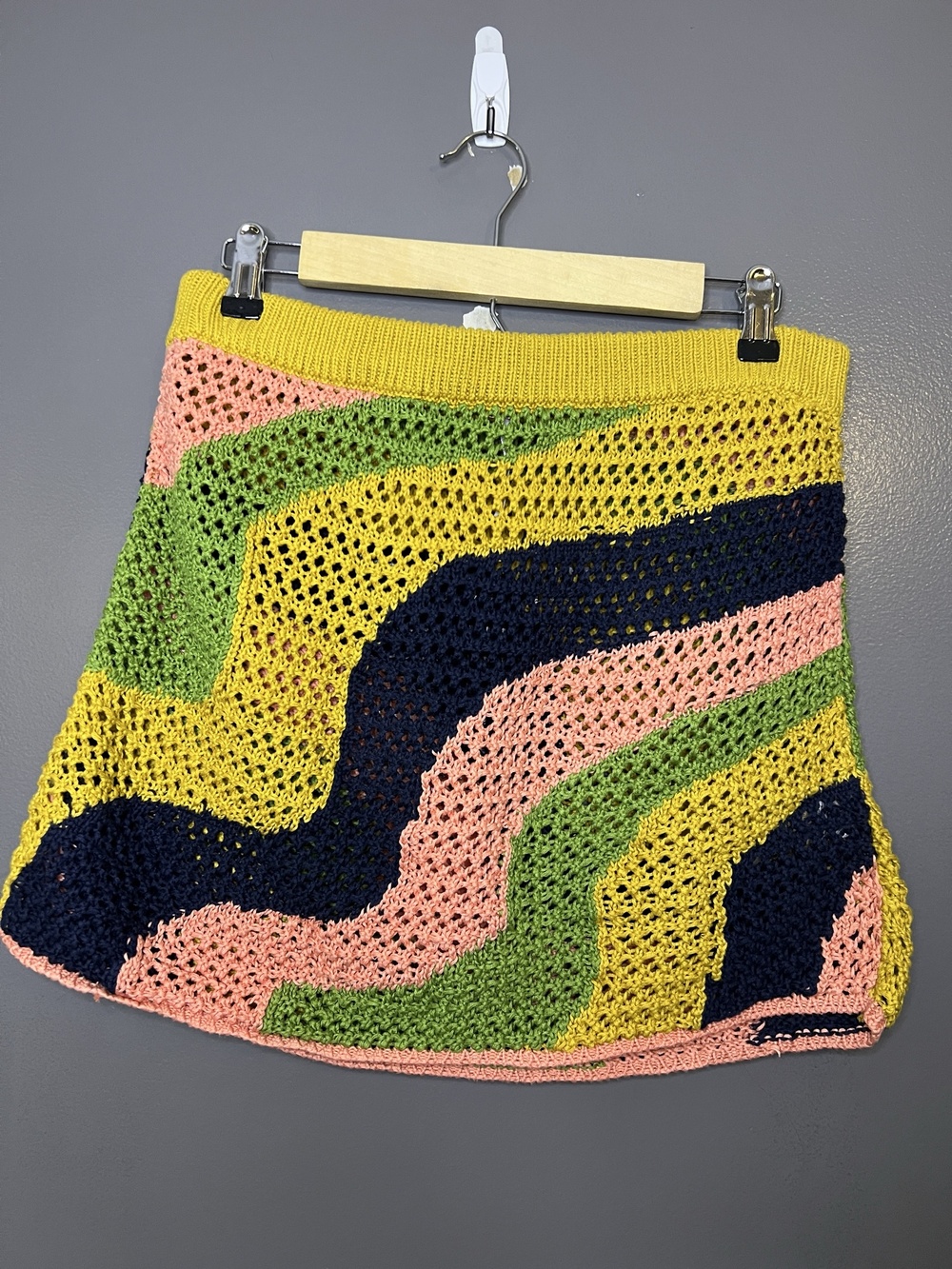 Free People Skirt Womens Small Multicolor Crochet Knit A-Line Mini Boho Summer